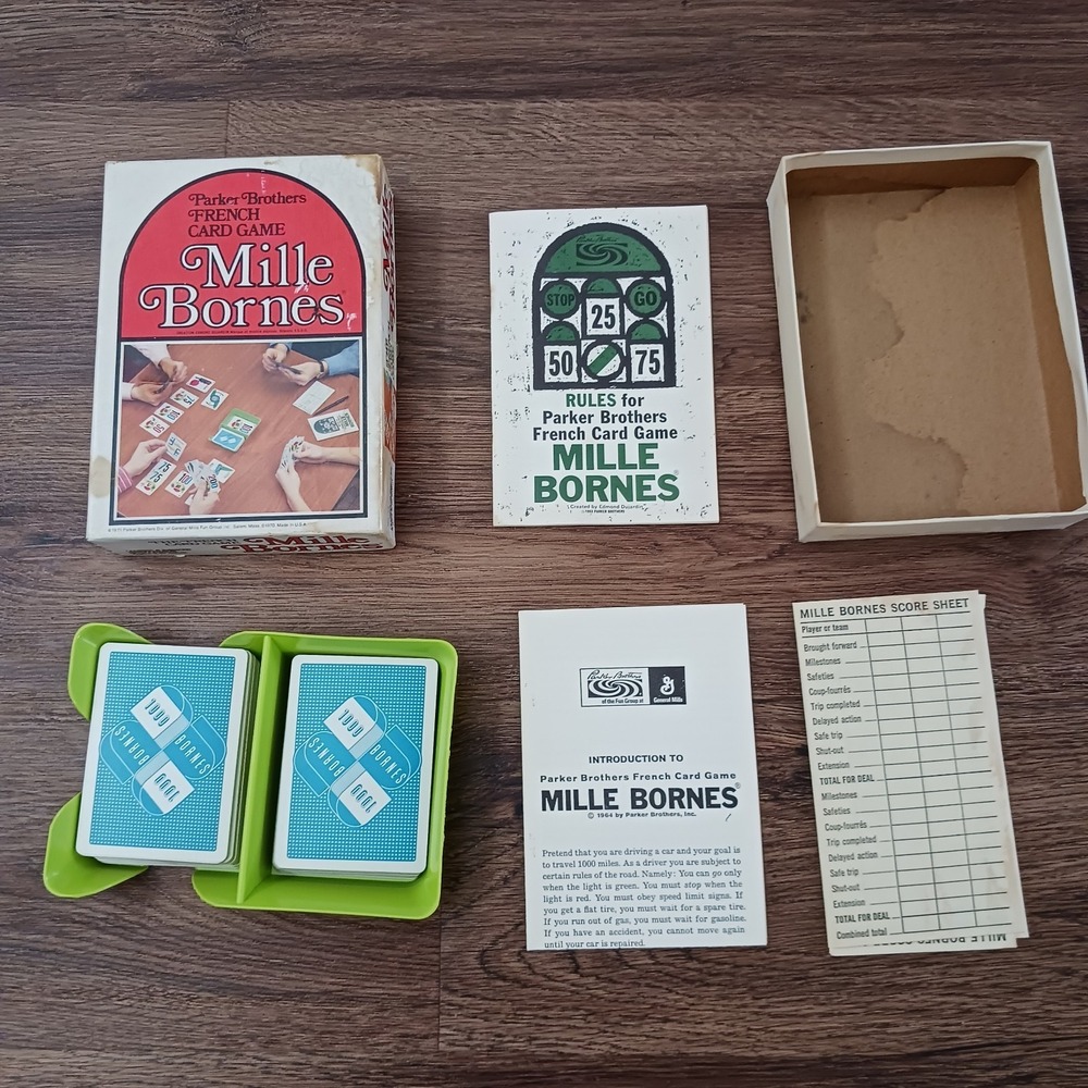 Mille Bornes Parker Brothers Card Game Vintage 1971 Complete